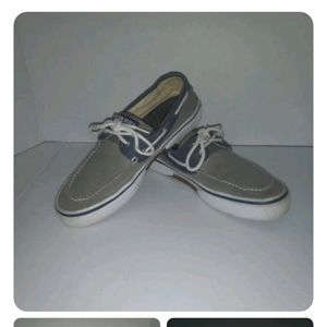 Sperry Top Sider Boat Shoes 8.5 Mens Gray and Blue Suede Casual 2 Eyelet Lace Up